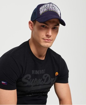 Superdry Varsity Triple Férfi Sapka Sötétkék | ORALM6301